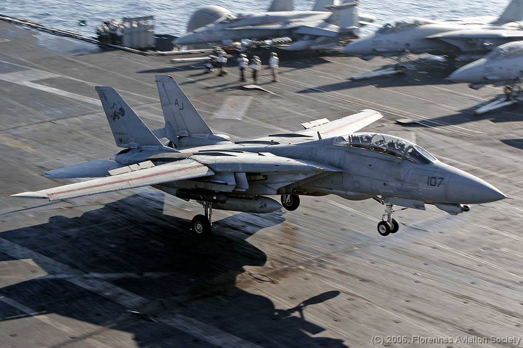 42 CVN71060221 F-14D 163902 AJ-107 DK 01 F-14D 163902/AJ-107 of VF-31 - USS Theodore Roosevelt, 21 February 2006 (C) Didier Kories